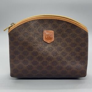 Céline Vintage Brown Macadam Cosmetic Pouch